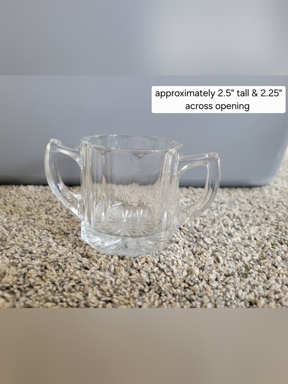 vintage clear pressed glass double-handled open sugar bowl
